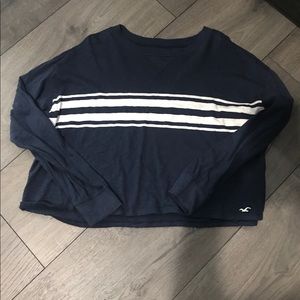 Hollister crop long sleeve shirt size m navy